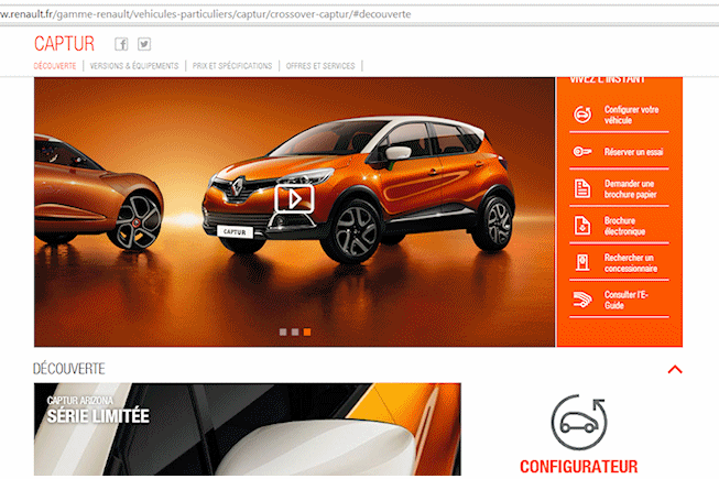 Renault prend le pari du html5 et du Responsive Design pour valoriser ses véhicules