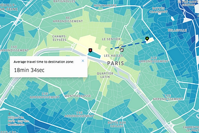 Uber fournit les temps de trajet en région parisienne